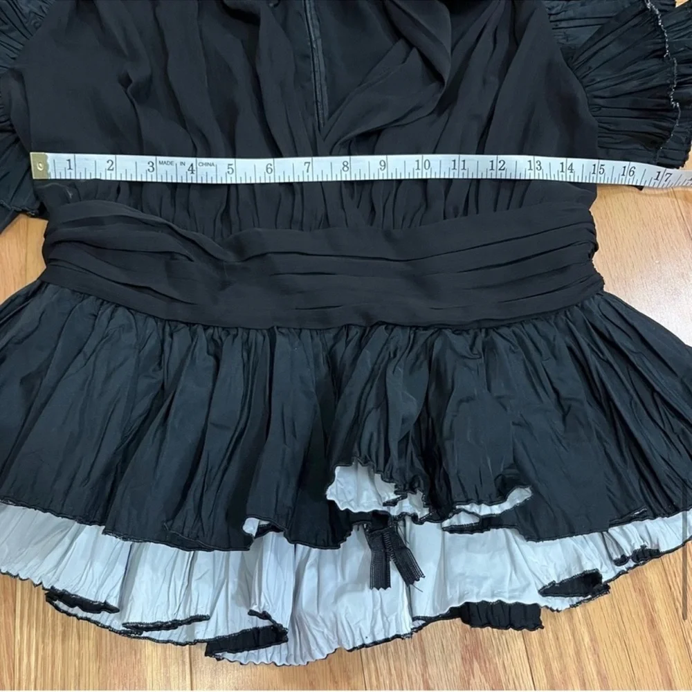 Zara Studio Black Taffeta Voluminous Ruffled Frilly Sleeve Blouse - Picture 10 of 13